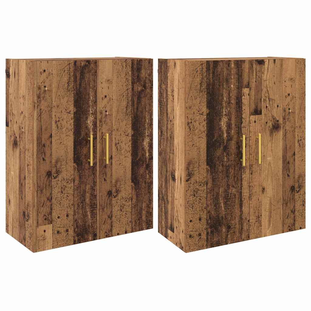 Väggmonterade Skåp 2 pcs Gammalt trä 69.5 x 34 x 90 cm