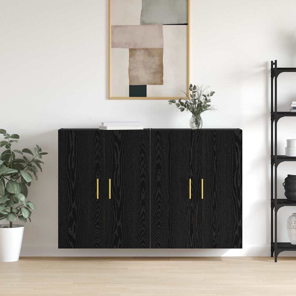 Väggmonterade Skåp 2 pcs Svart ek 69.5 x 34 x 90 cm