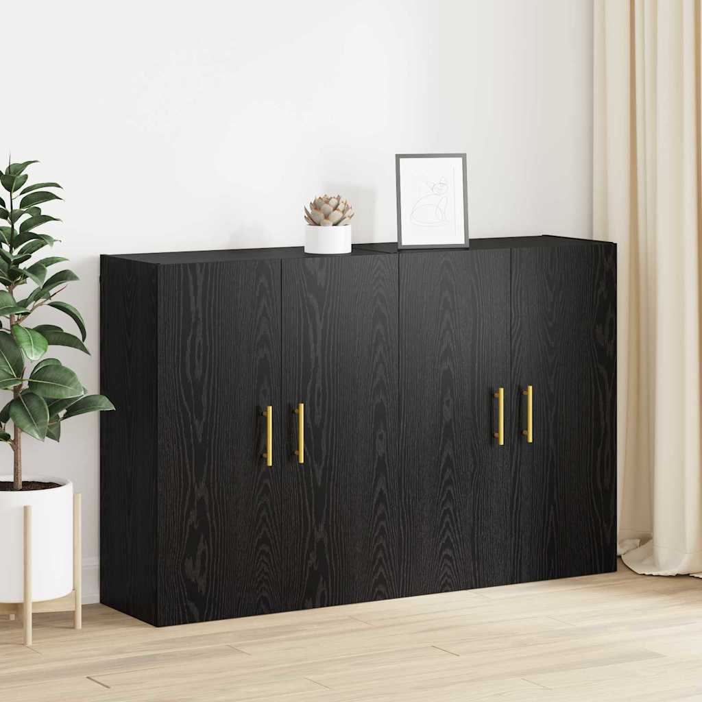 Väggmonterade Skåp 2 pcs Svart ek 69.5 x 34 x 90 cm