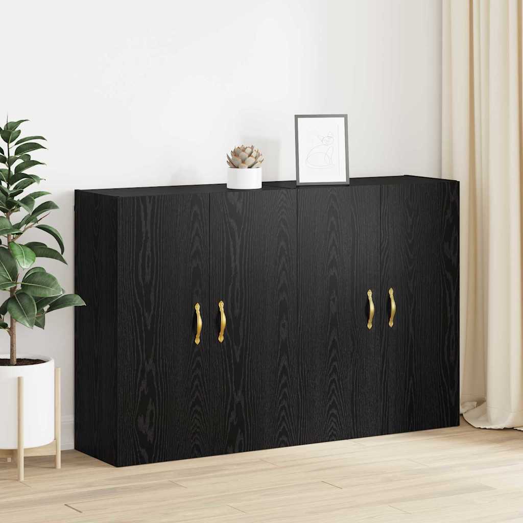 Väggmonterade Skåp 2 pcs Svart ek 69.5 x 34 x 90 cm