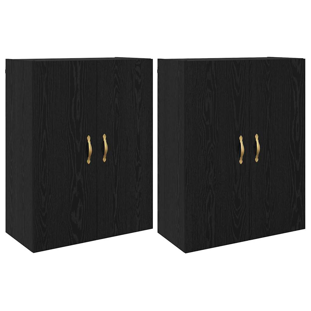 Väggmonterade Skåp 2 pcs Svart ek 69.5 x 34 x 90 cm
