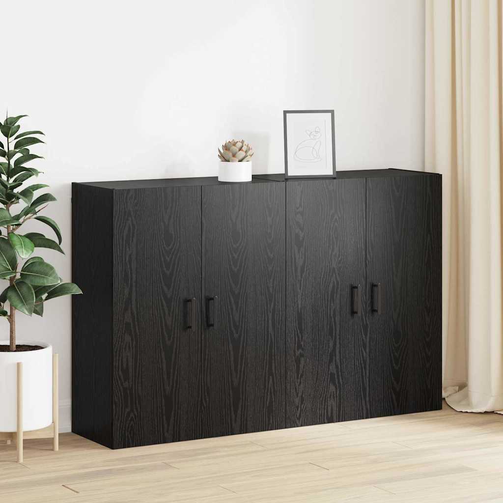Väggskåp Svart Ek 2 pcs 69.5 x 34 x 90 cm
