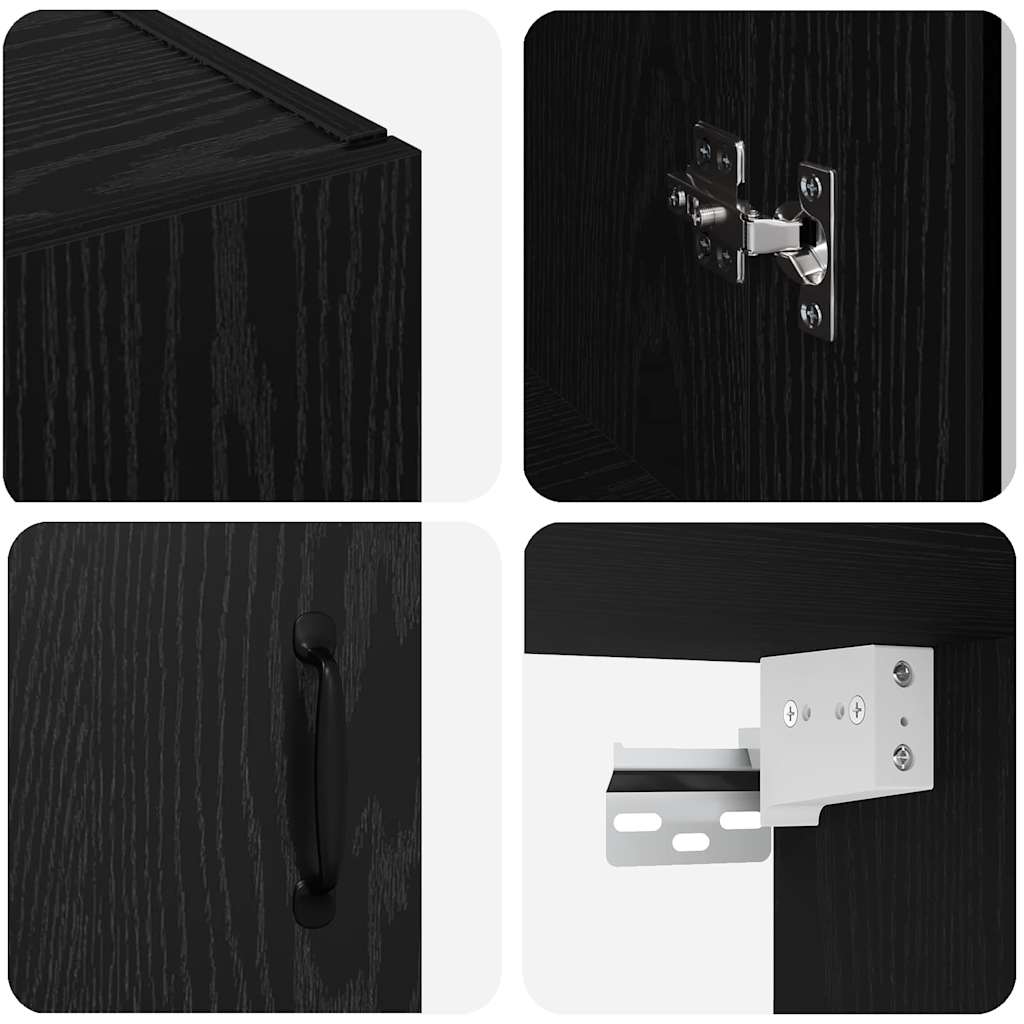 Väggskåp Svart Ek 2 pcs 69.5 x 34 x 90 cm