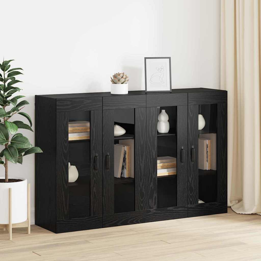 Väggskåp Svart Ek 2 pcs 69.5 x 34 x 90 cm