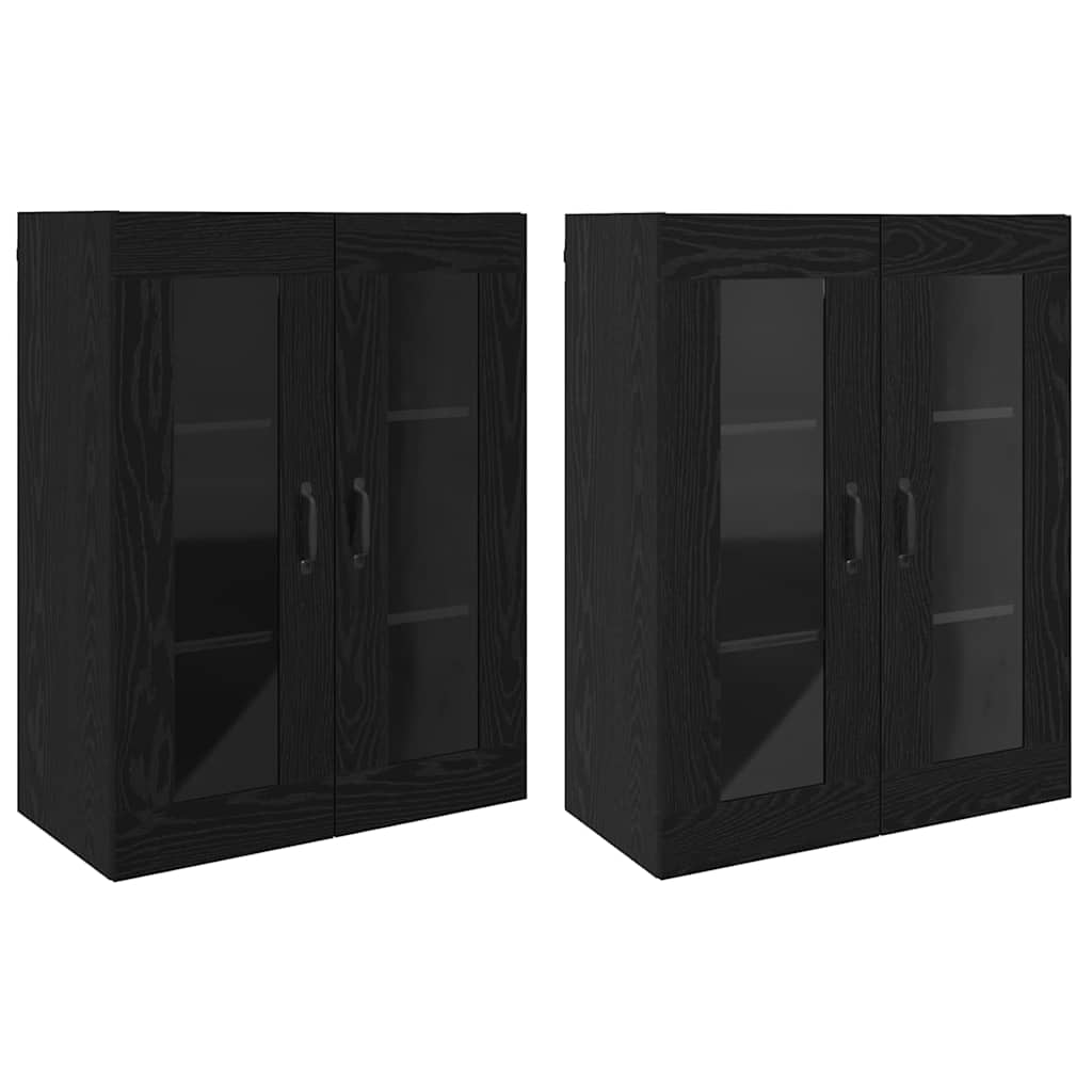 Väggskåp Svart Ek 2 pcs 69.5 x 34 x 90 cm