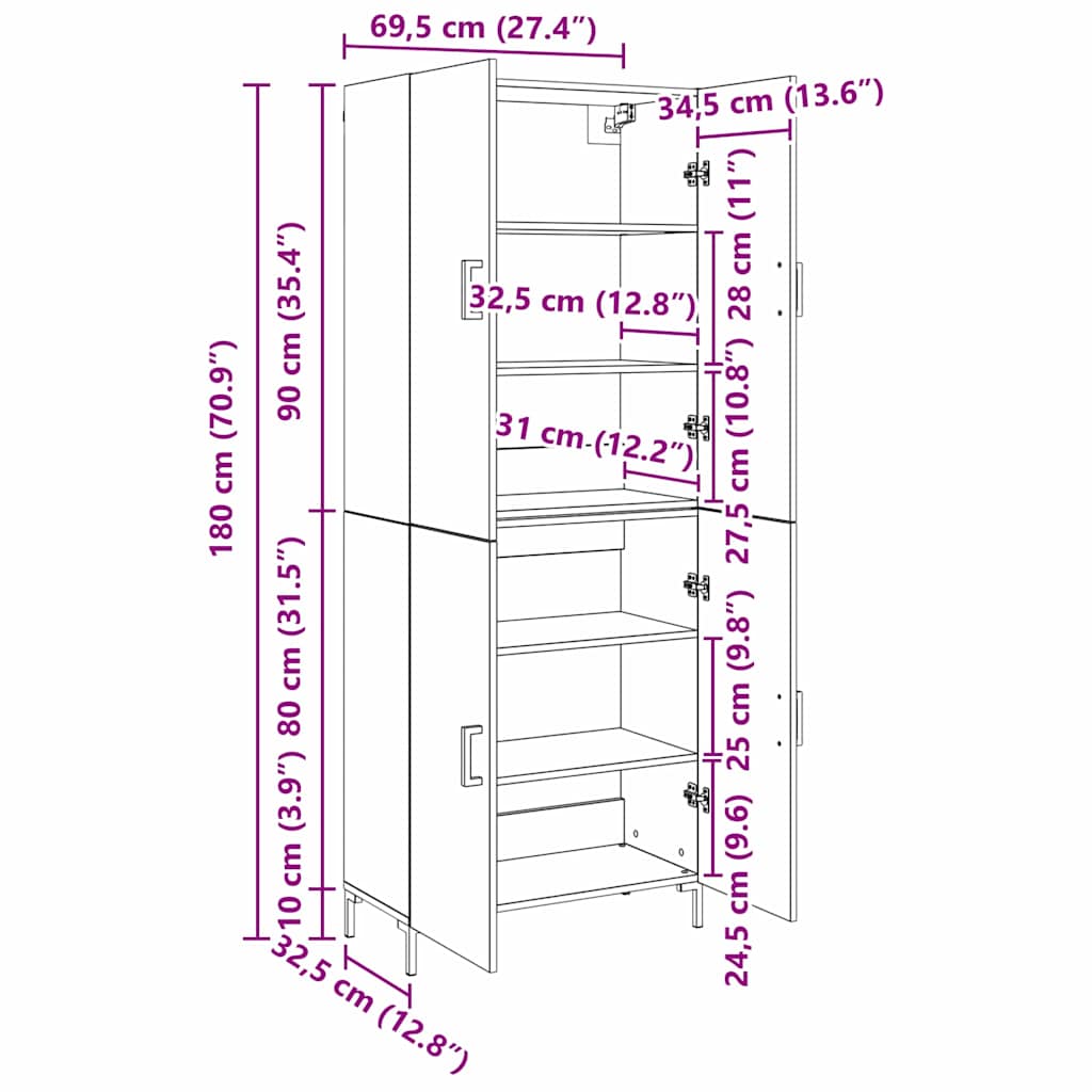 Skåp Artisan Ek 2 pcs 69.5 x 34 x 180 cm