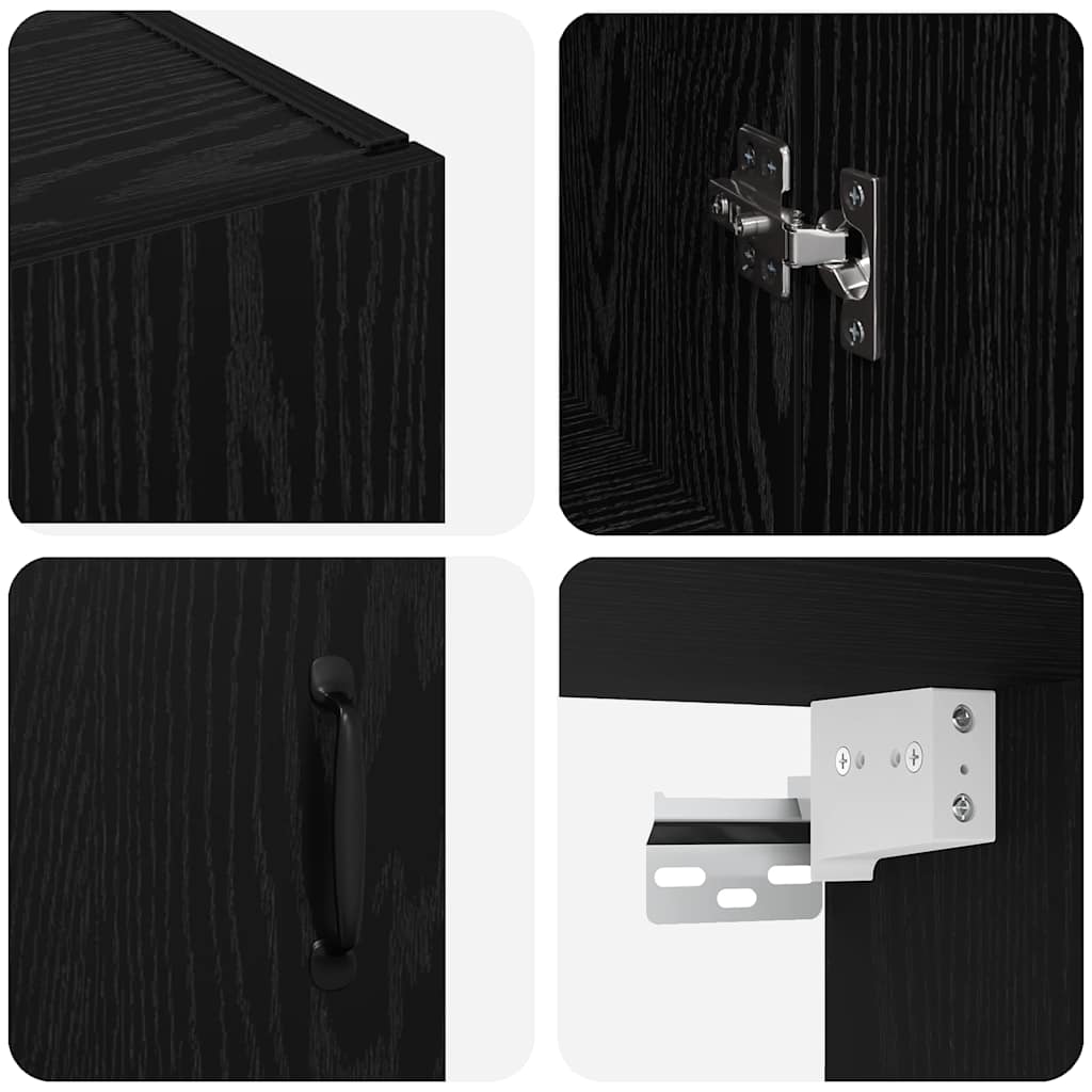 Väggskåp Svart Ek 2 pcs 69.5 x 34 x 90 cm