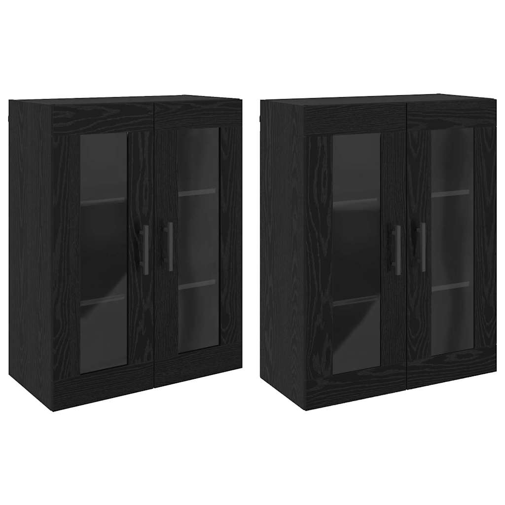 Väggskåp Svart Ek 2 pcs 69.5 x 34 x 90 cm
