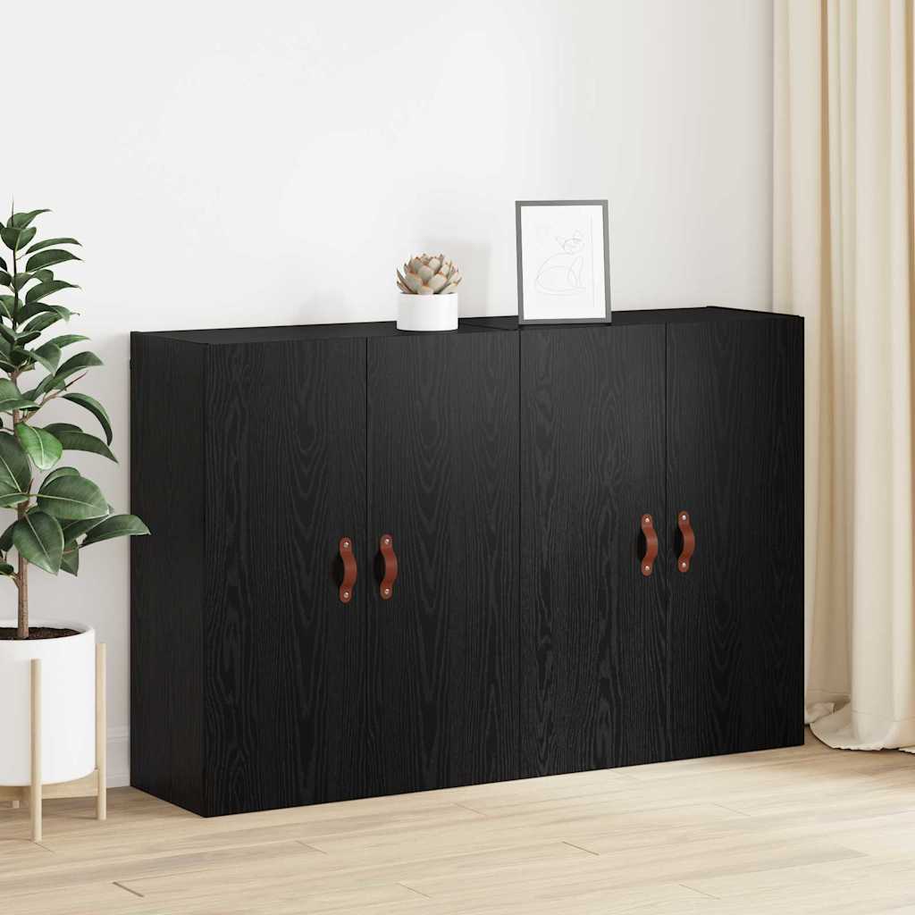 Väggskåp Svart Ek 2 pcs 69.5 x 34 x 90 cm