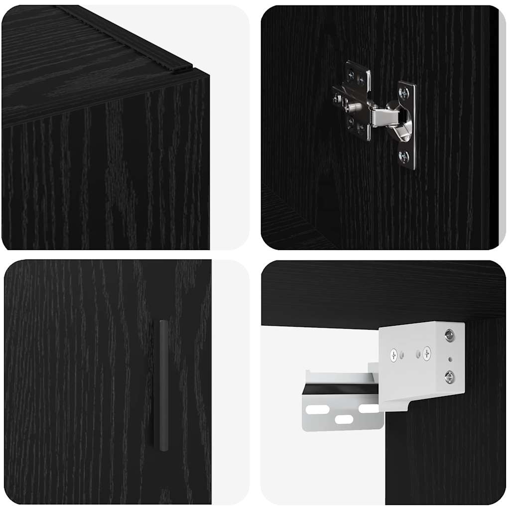 Väggskåp Svart Ek 2 pcs 69.5 x 34 x 90 cm