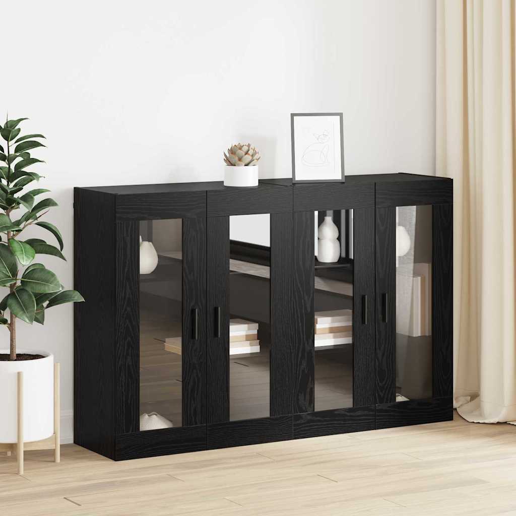 Väggskåp Svart Ek 2 pcs 69.5 x 34 x 90 cm
