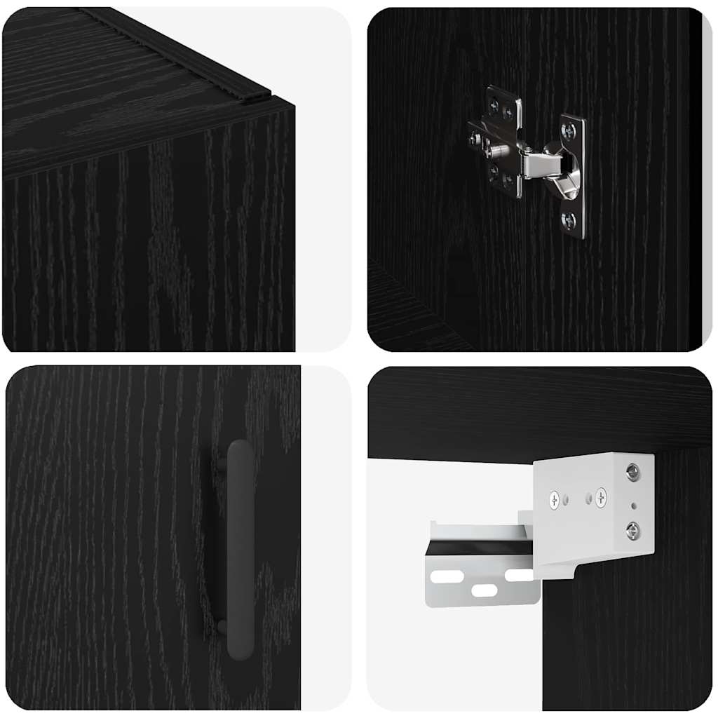 Väggskåp Svart Ek 2 pcs 69.5 x 34 x 90 cm