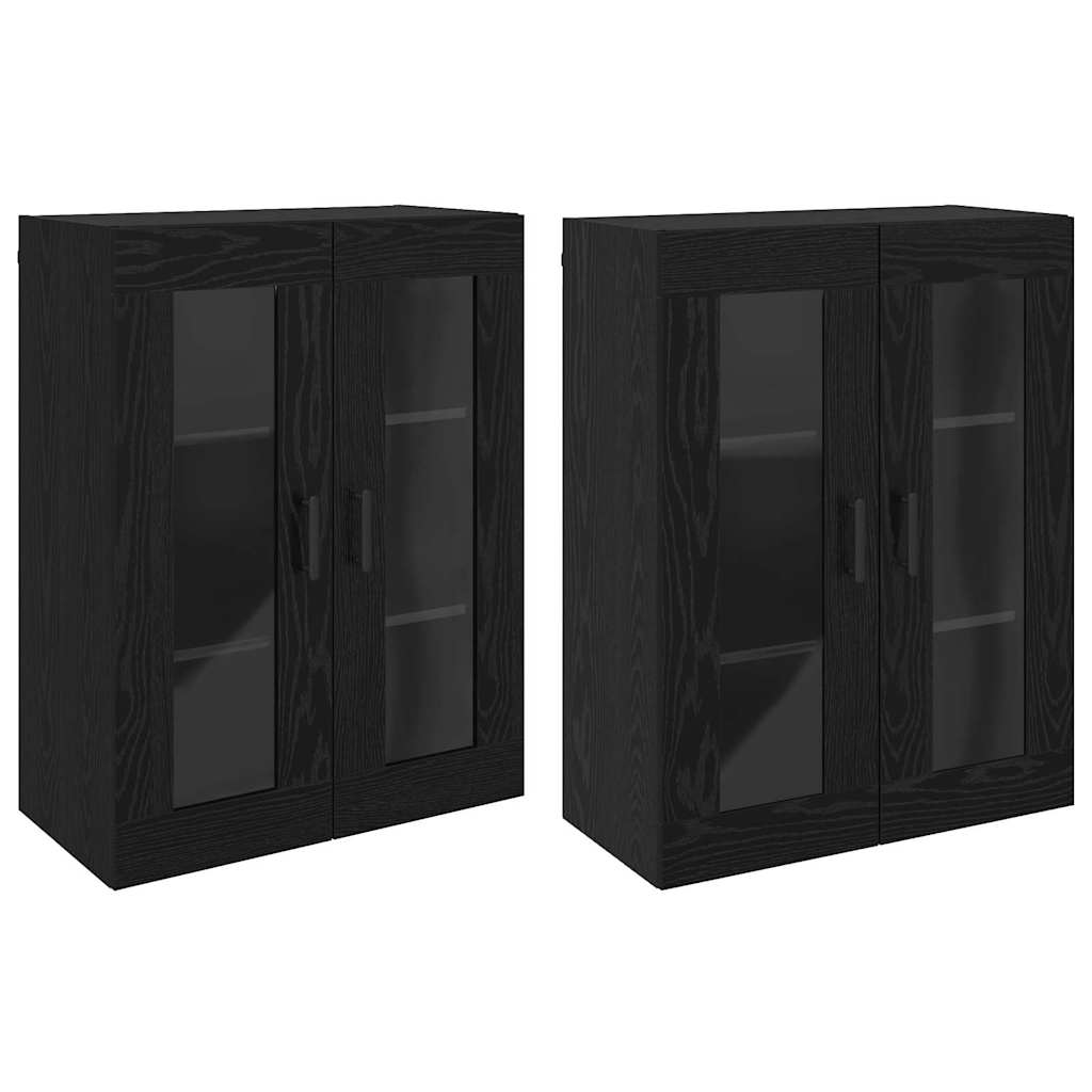 Väggskåp Svart Ek 2 pcs 69.5 x 34 x 90 cm