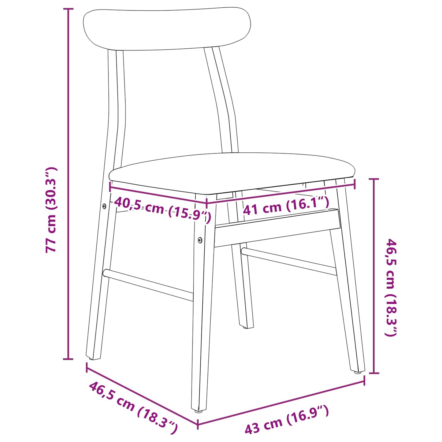 Matstol 2 pcs Vitt och Grått Massivt Trä