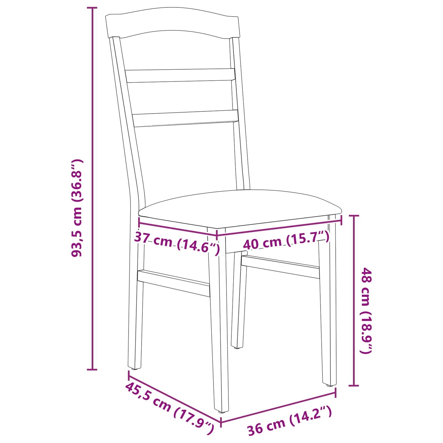 Matstol 2 pcs Ljusbrun och ljus Massivt Trä