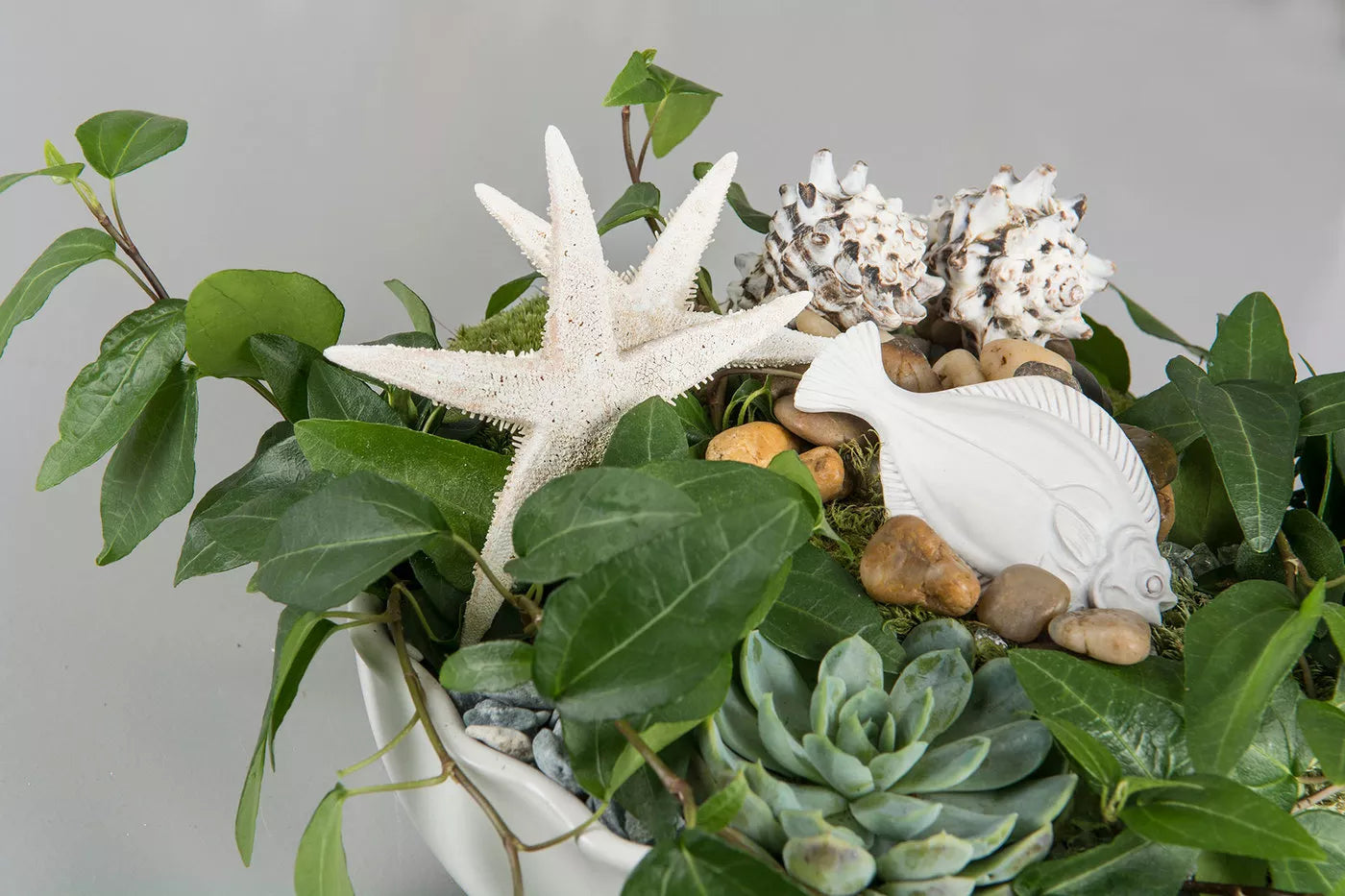 Pynt Flundra Plattfisk Stick Vit Poly 8cm 2-pack