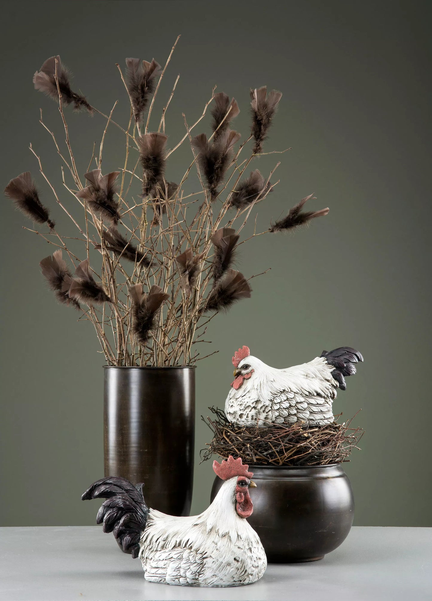 Påskdekoration Höna Liggandes Poly 31x21x17cm