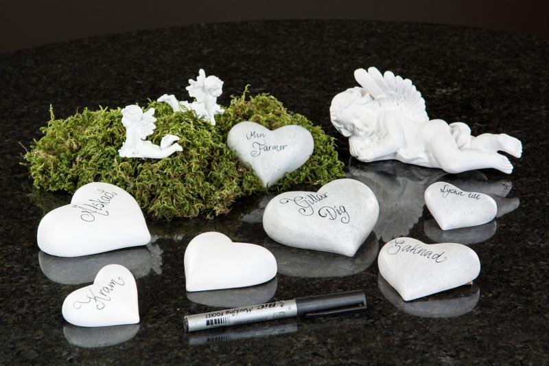 Dekoration Gravdekoration Hjärta skrivbart - Ljusgrå - mellan 2-pack