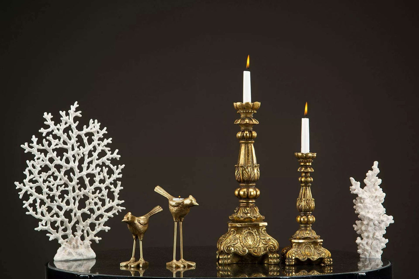 Ljusstake Enya Guld Poly 13x31cm