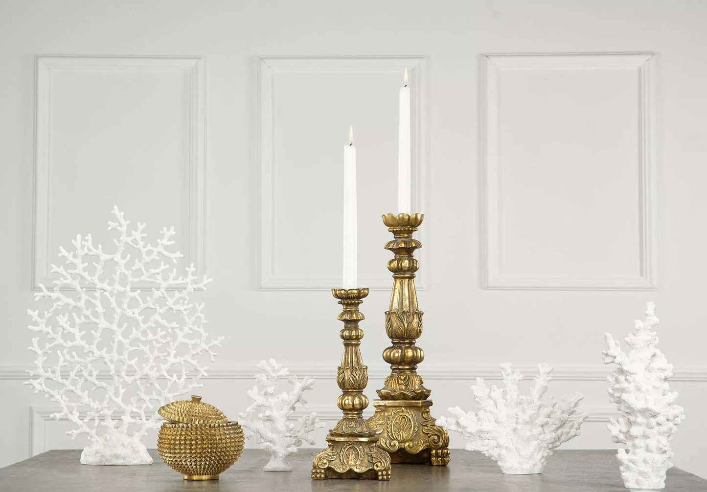 Ljusstake Enya Guld Poly 13x31cm