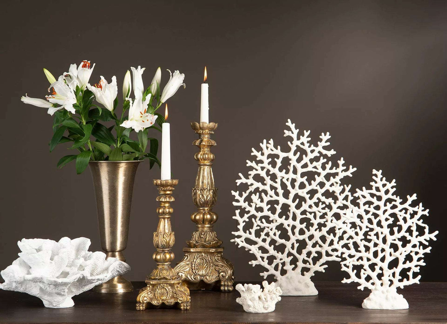 Ljusstake Enya Guld Poly 13x31cm