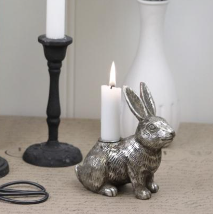 Påskdekoration Ljusstake Hare 14 cm - antiksilver 1 st
