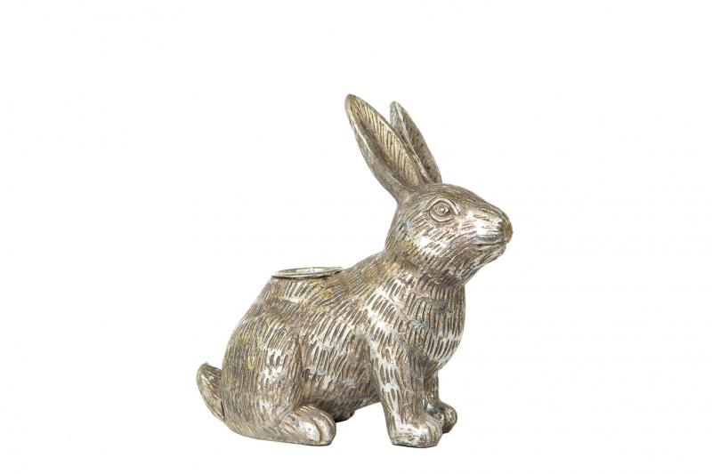 Påskdekoration Ljusstake Hare 14 cm - antiksilver 1 st