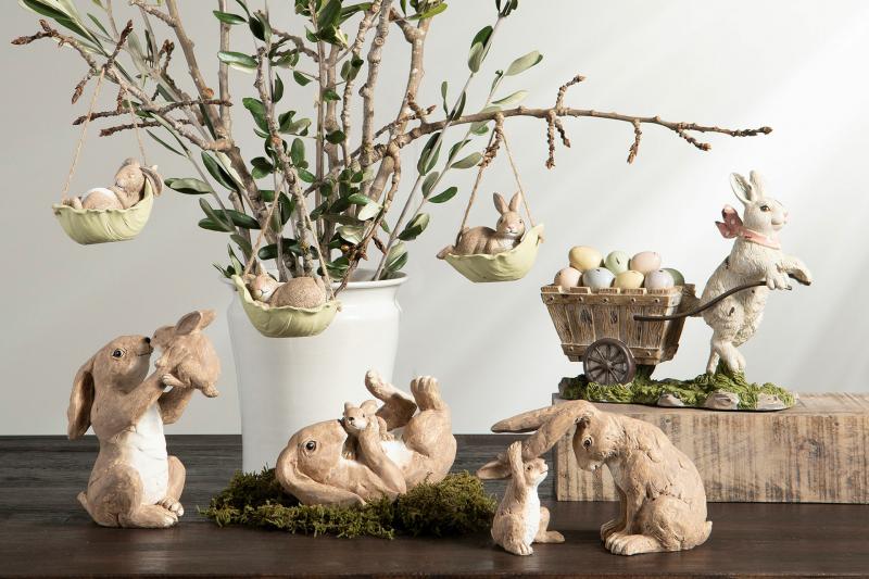 Påskdekoration Kaniner Kålblad Häng Mix Poly 3-pack