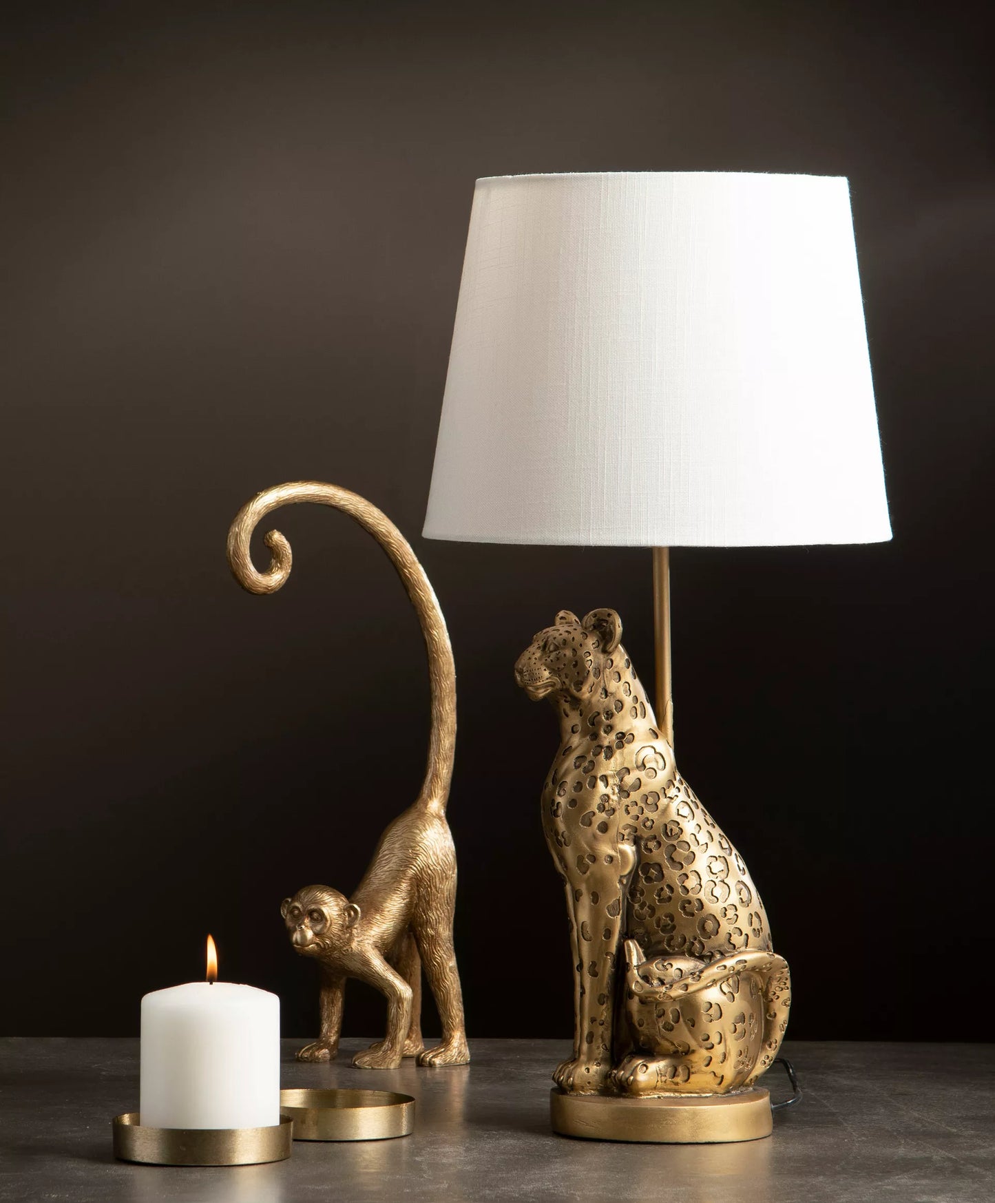 Bordslampa Leopard Mörkguld 14x32 42cm