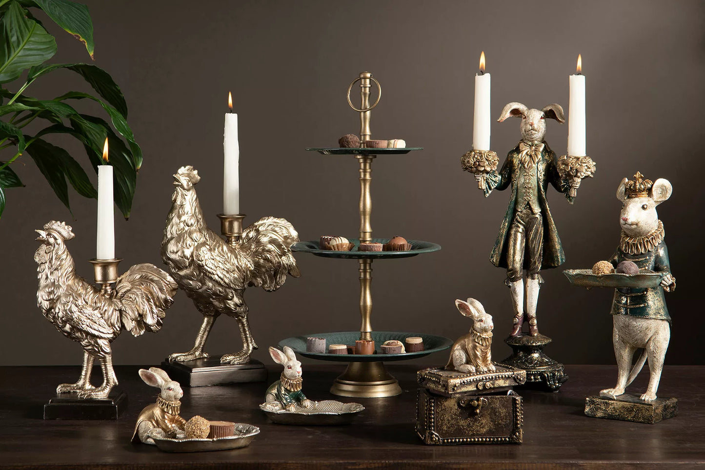 Dekoration Djur Mus Kung Med Fat 15x32cm