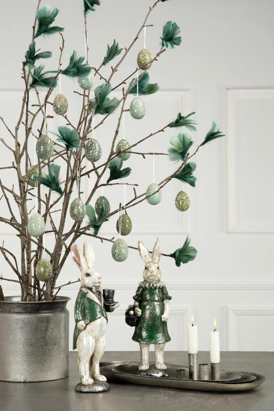 Påskdekoration Hare Med Äggkorg Poly 12x11x36cm