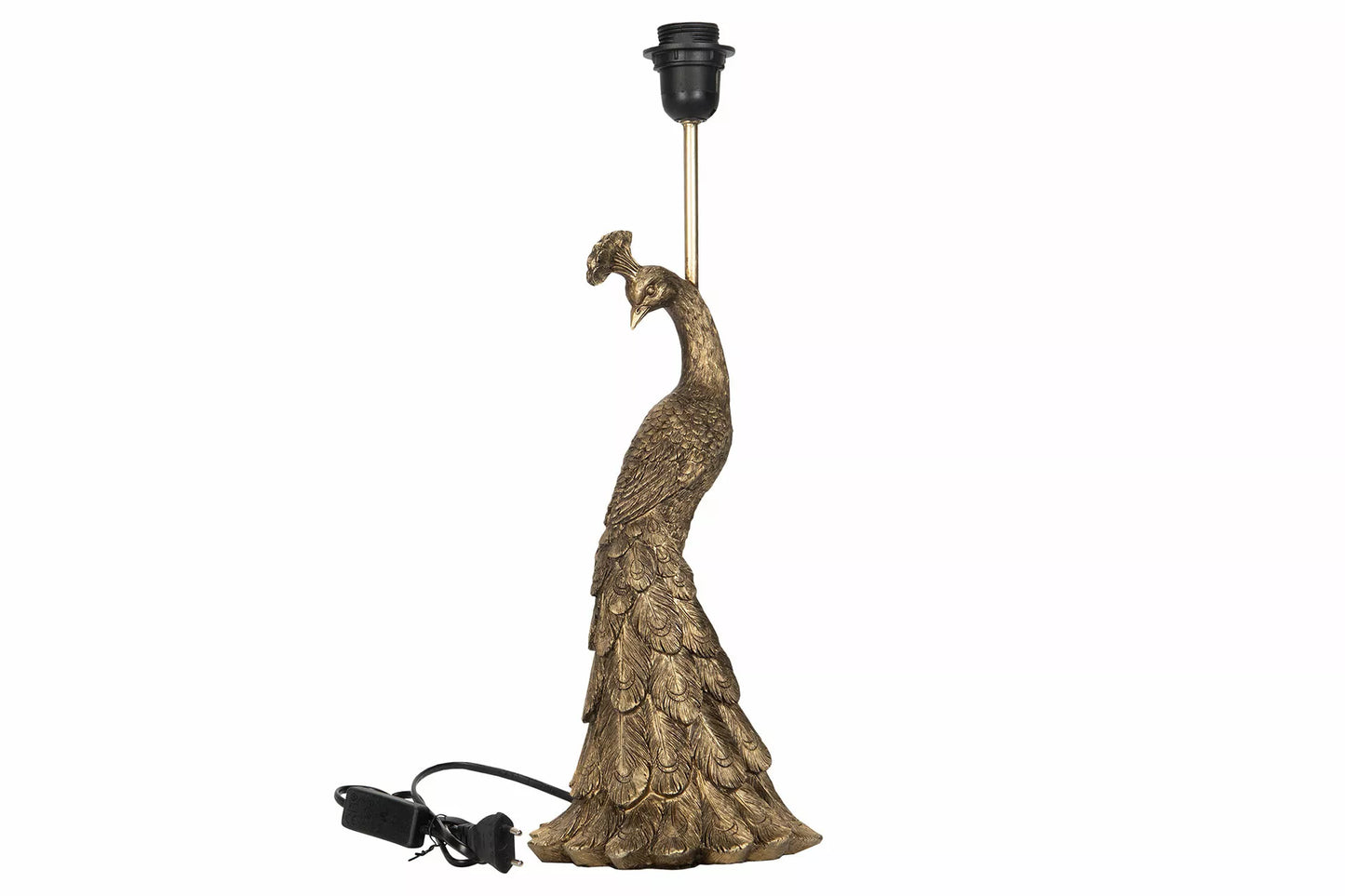 Bordslampa Lampfot Påfågel Guld Poly 18x17x51cm I lager: Vecka 6