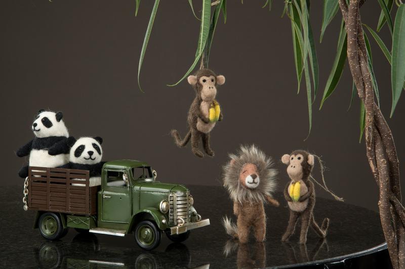 Dekoration UllDjur Apa Lejon Häng Mix 13cm 2-pack