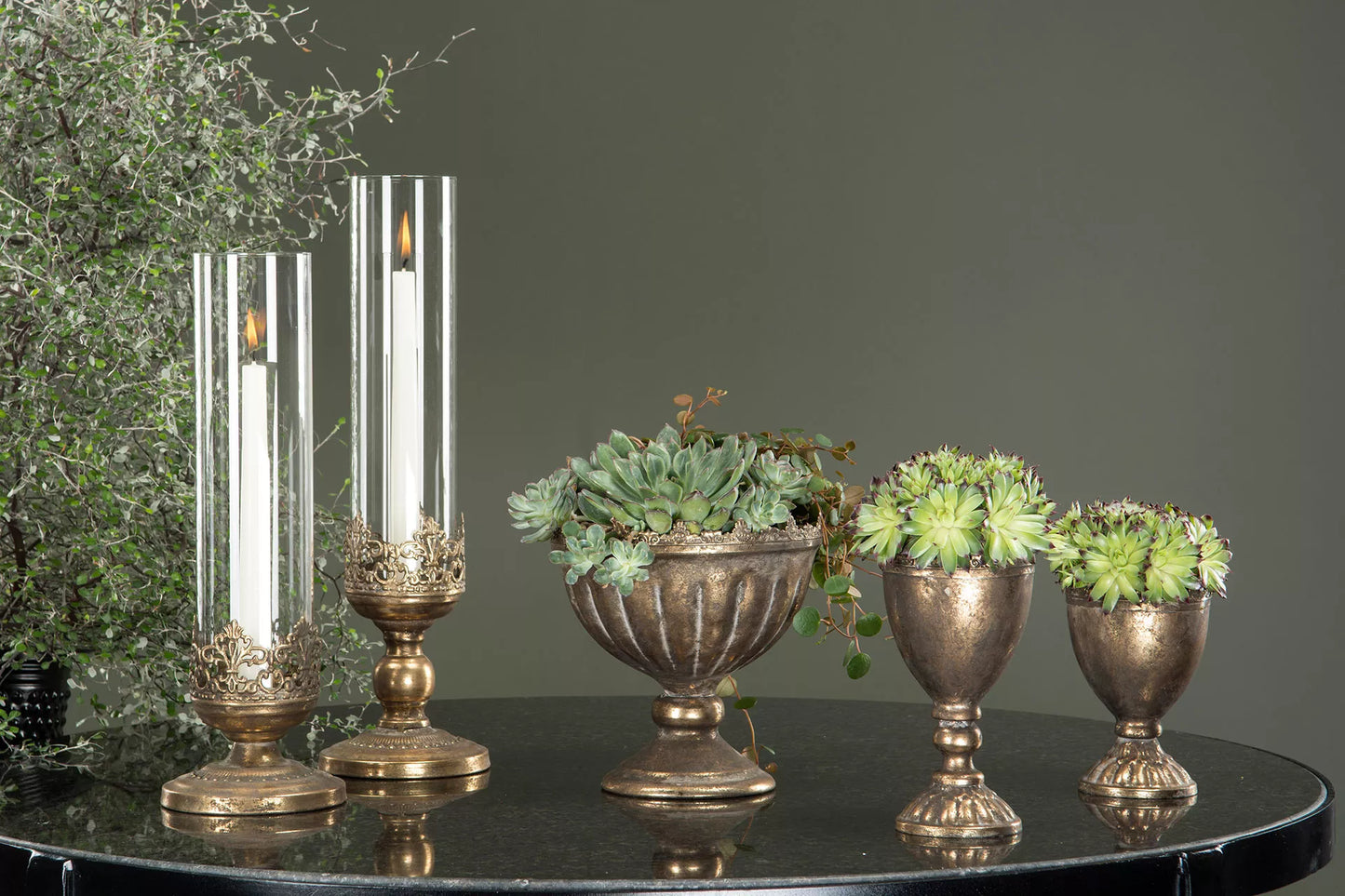 Ljuslykta Leah Guldbrun 43x12 cm 1 st