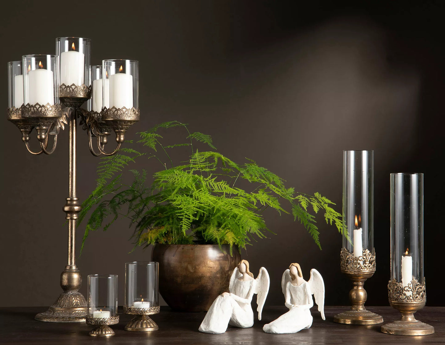 Ljuslykta Leah Guldbrun 43x12 cm 1 st