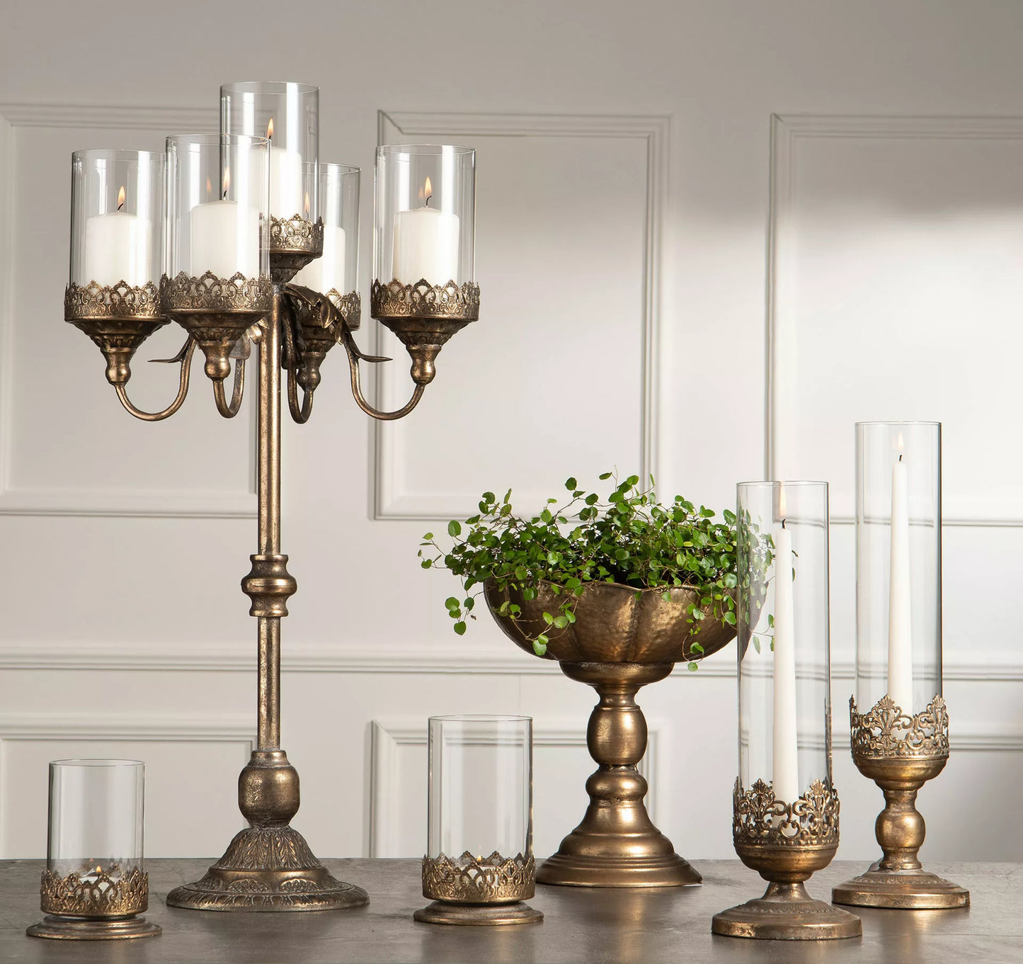 Ljuslykta Leah Guldbrun 43x12 cm 1 st