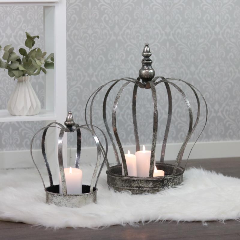 Dekoration Krona Ljusfat Pynt Silver Ø32x40cm 2-pack
