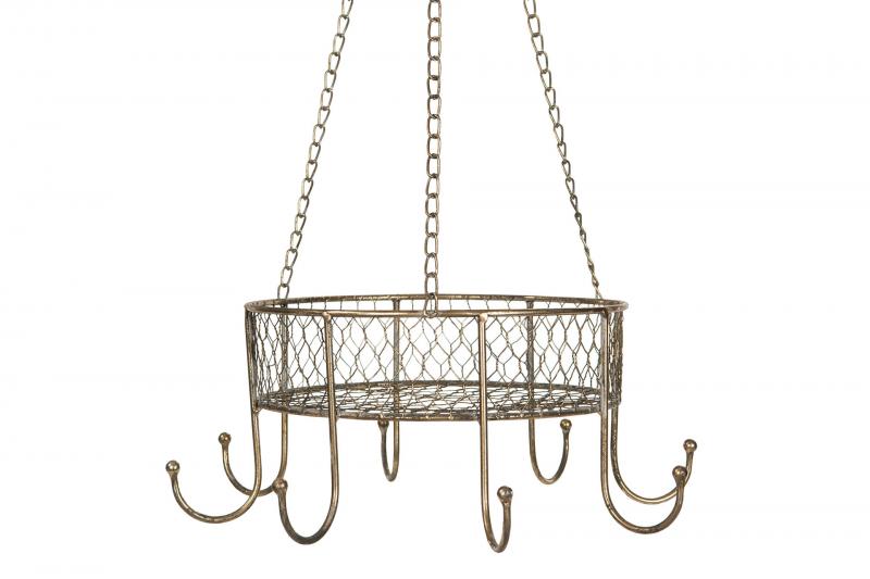 Redskapställ Kopphållare korg Häng Nät metall - guldbrun