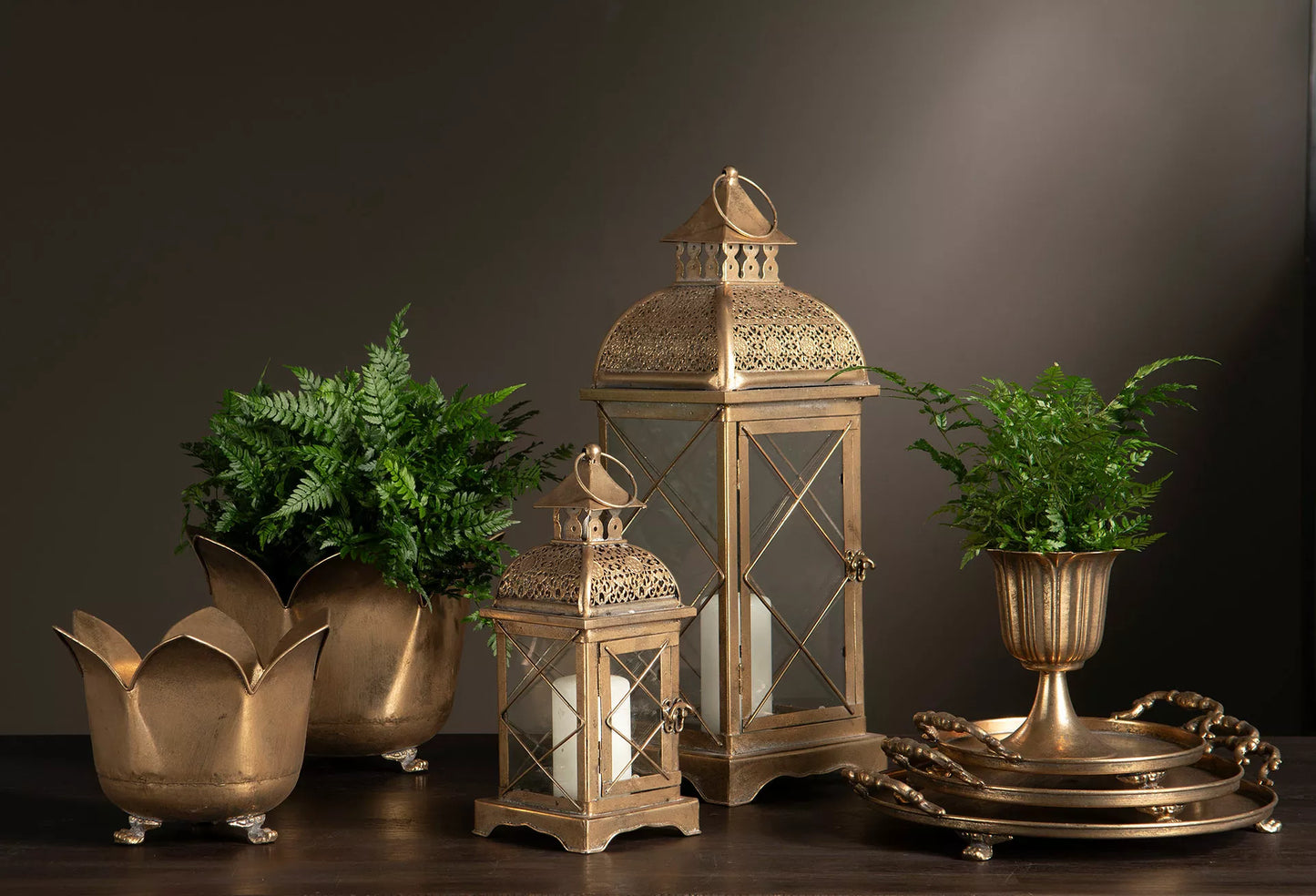 Ljuslykta Salo Guld Metall 18,5x52cm 2-pack