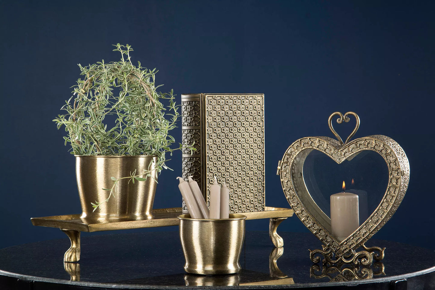 Ljuslykta Hjärta 31,5 cm - antik mässing