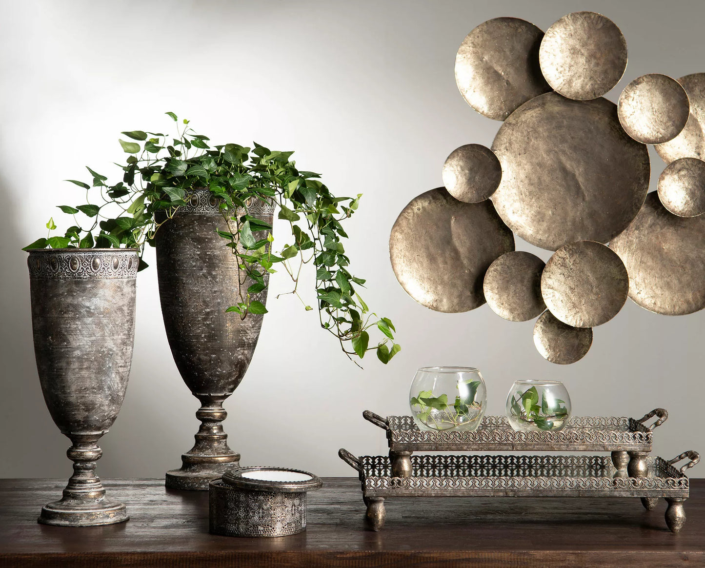 Dekorativt Fat Bricka spegel avlång guldbrun 2-pack