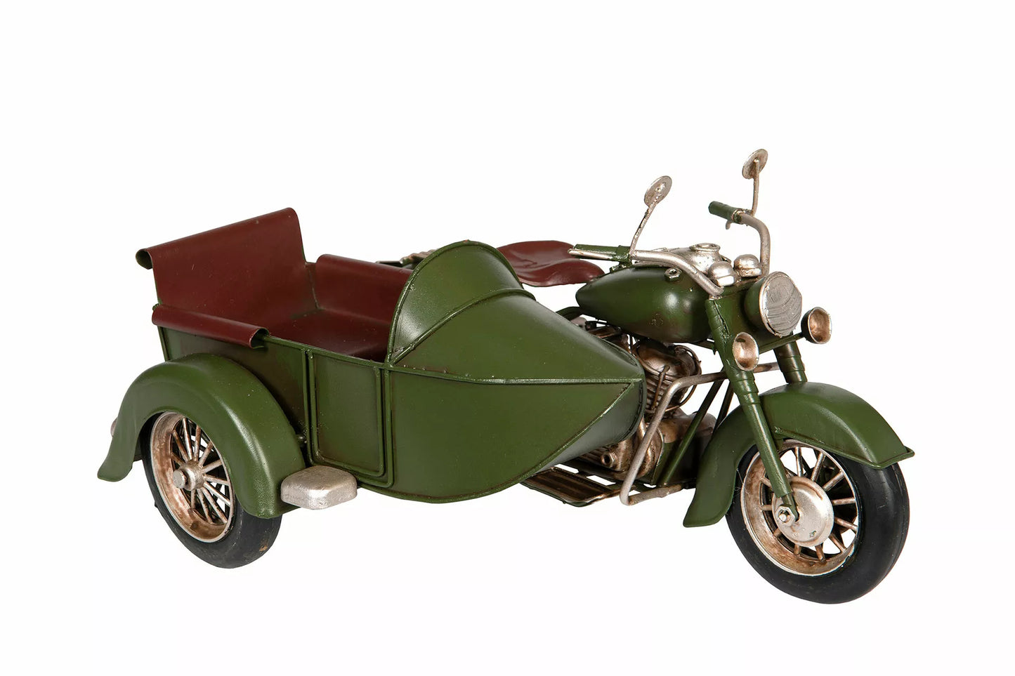Dekoration Metalldekoration Motorcykel Sidvagn Grön 19x27x15cm