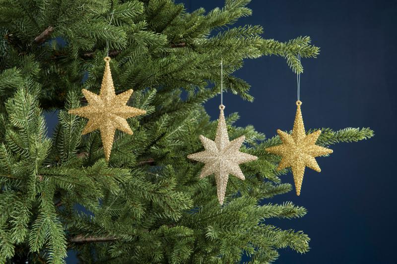 Juldekoration Inomhus Stjärna Guld 11x15cm 2-pack