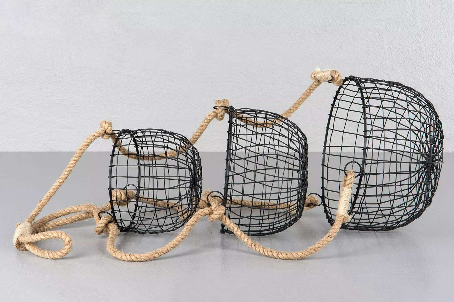 Dekorativ korg Hängande korgar 3 st - svart