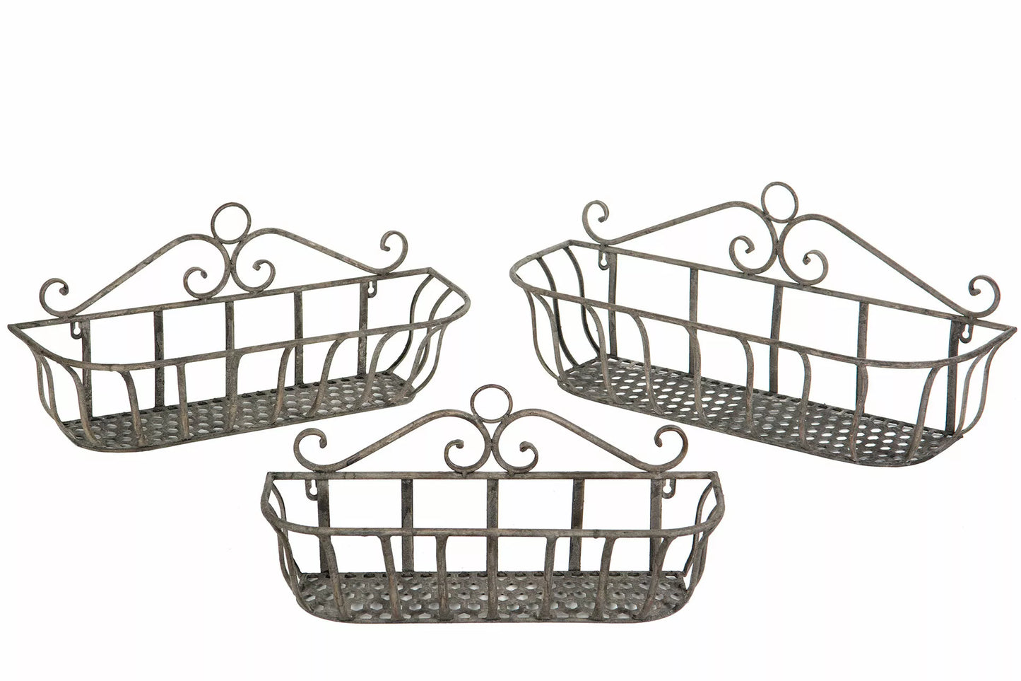 Blomkruka Blomlåda Vägg korg 3-pack Antik