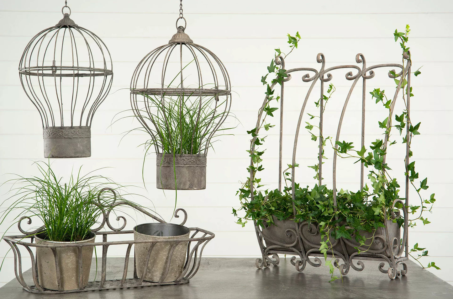 Blomkruka Blomlåda Vägg korg 3-pack Antik