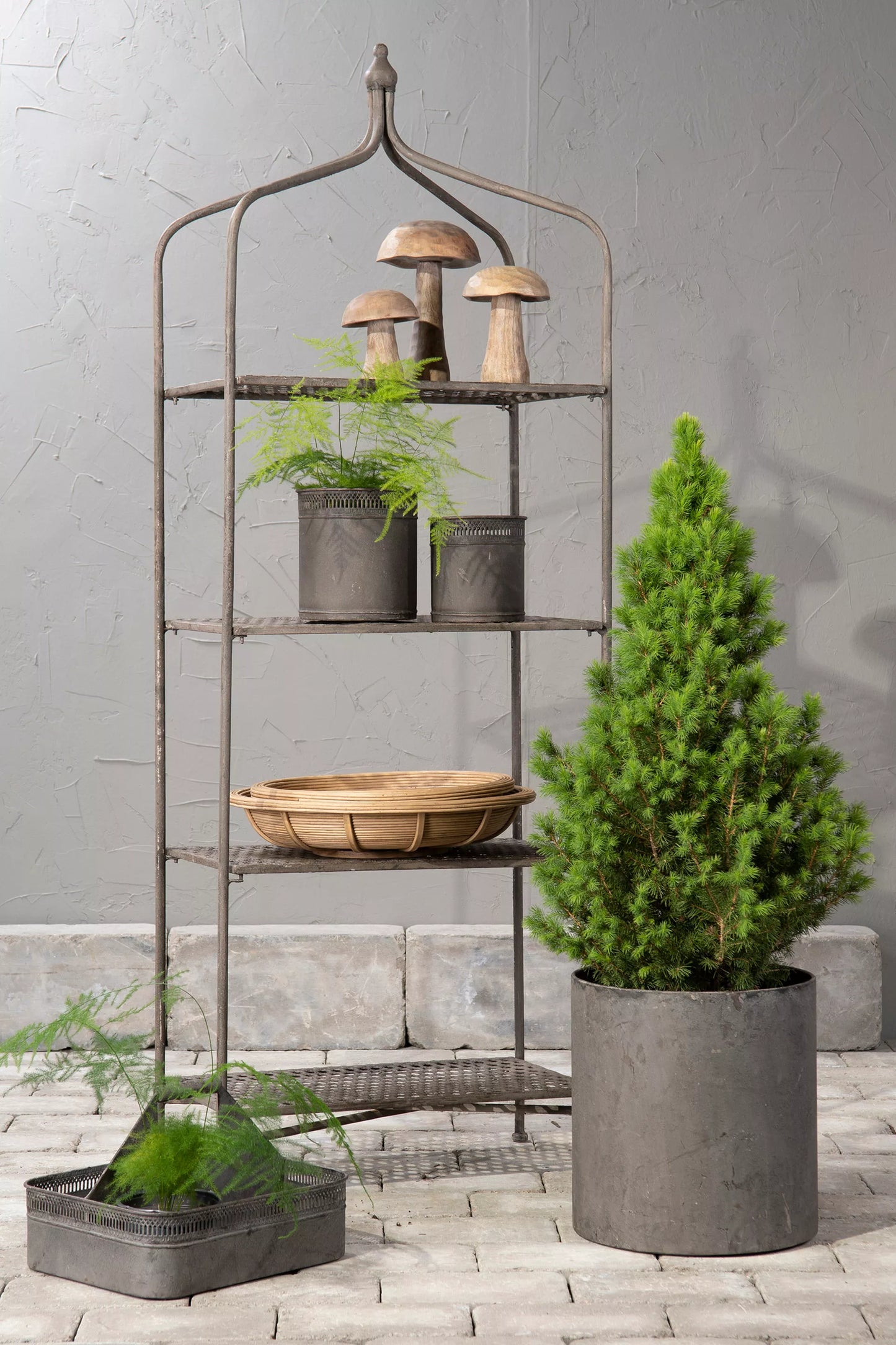 Blomställning Hylla Växt Knopp Fällbar Metall 42x25x114cm