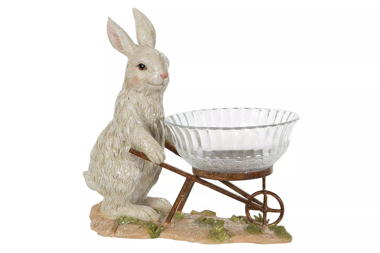 Påskdekoration Hare med glasskål 30 cm