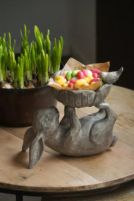 Påskdekoration Hare Liggande Skål Polyresin 23x14,5x23cm