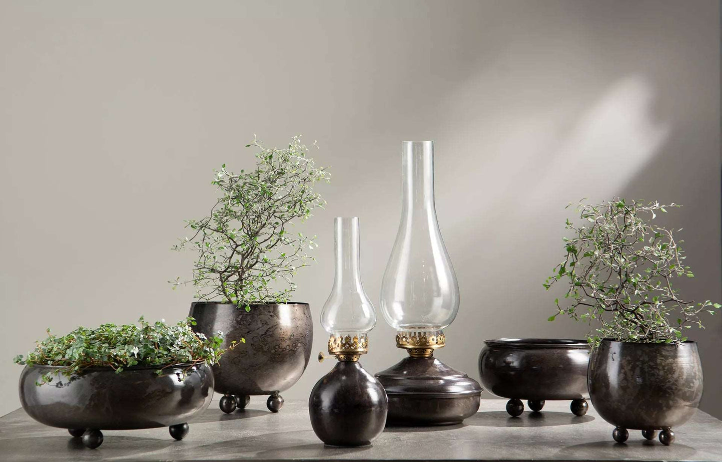 Ljuslykta Lampa till värmeljus Grå Onyx Globe Ø12x32cm